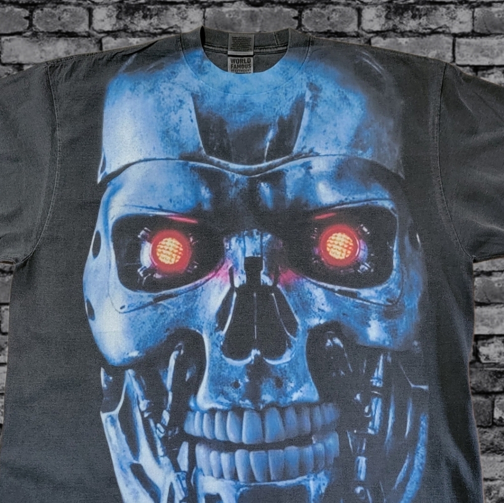 TERMINATOR JUMBO PRINT ON SHAKA HEAVY GARMET DYED T SHIRT